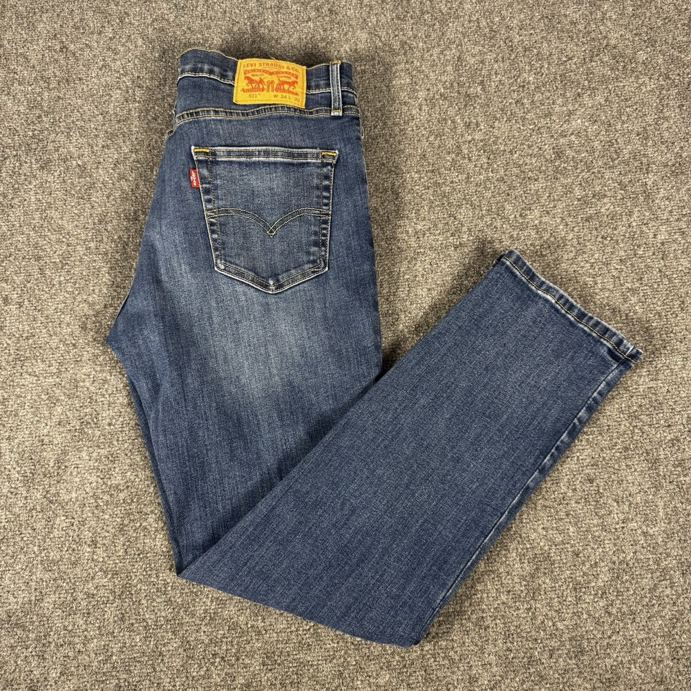 Levi's 511 Jeans Men 34x30 Blue Slim Fit Denim Medium Wash
